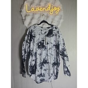 NWT KLIEGOU Mens Big & Tall XXL Tie-Dyed Long Sleeve T-Shirt Black